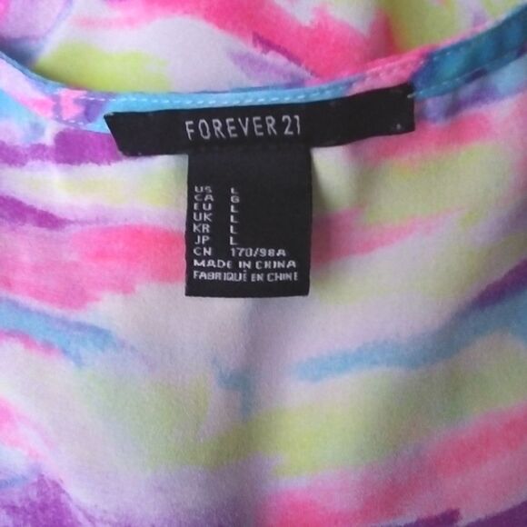 Tank Top Watercolor Colorful Chiffon Twisted Racer back Sheer Not See Th… - Picture 9 of 14